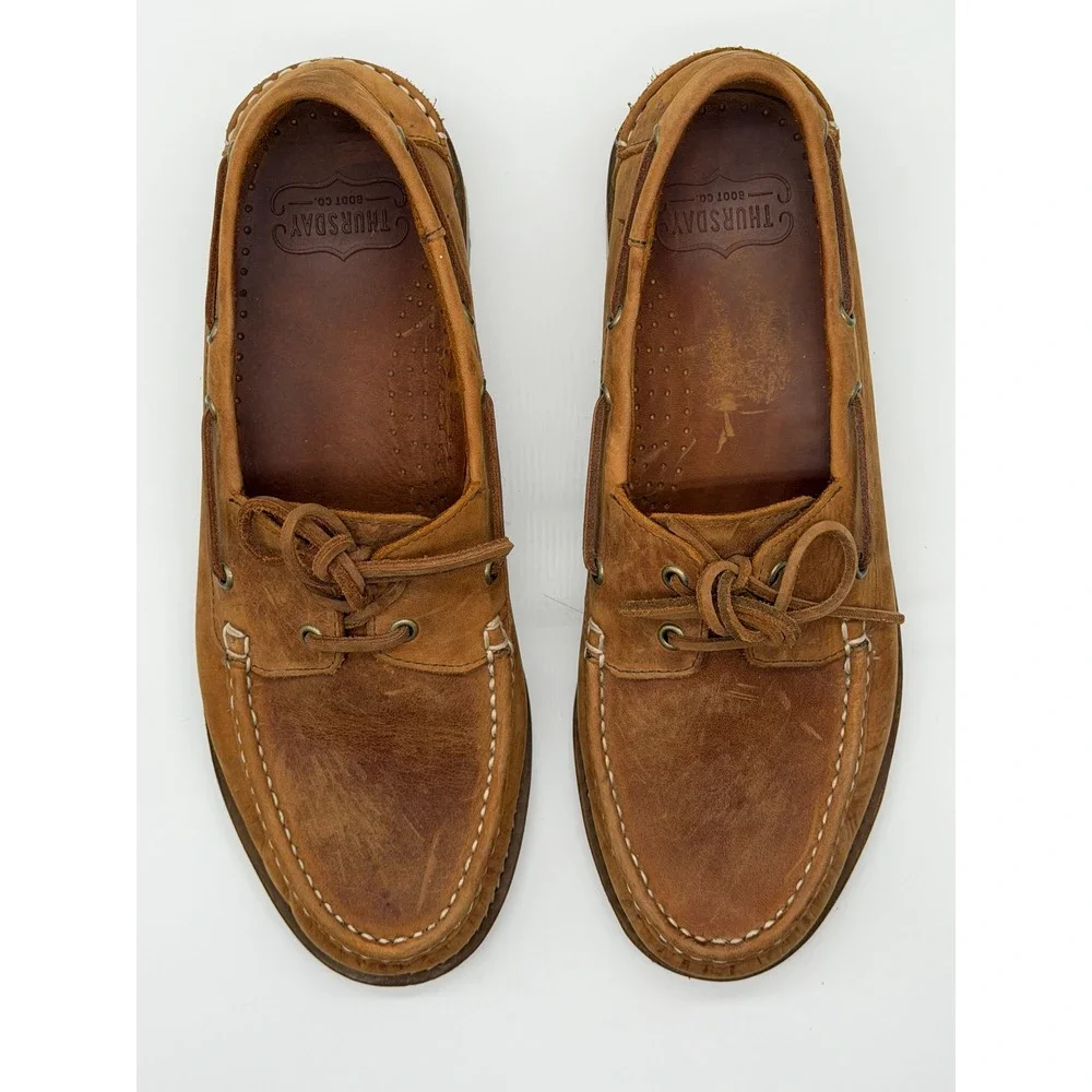 Thursday Boot Co. Boat Shoe Mens 10.5 Brown Leather Lug Sole Nautical Loafer